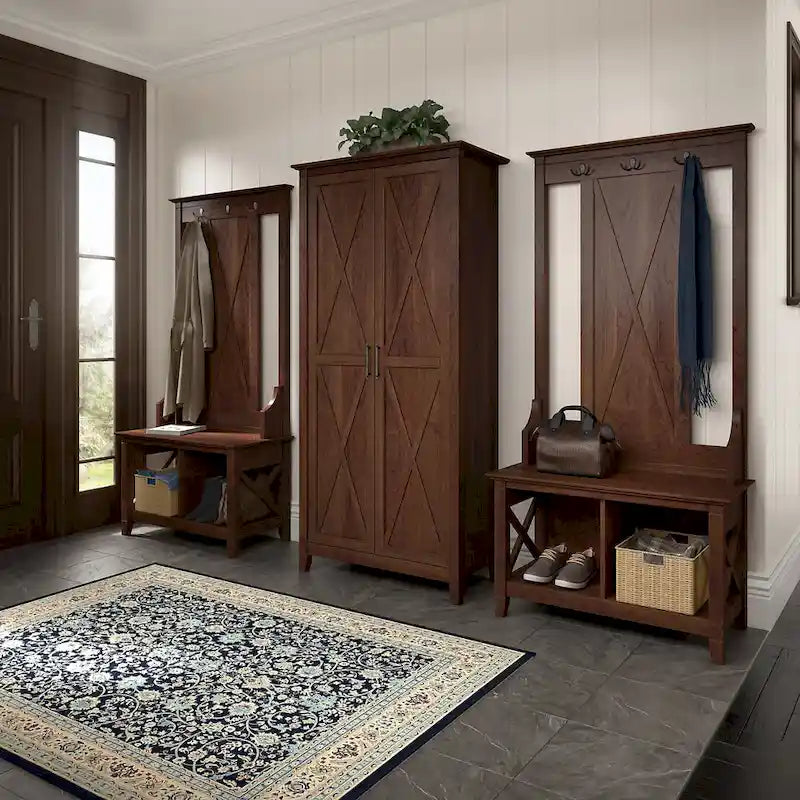 Porte-manteau d'entrée, banc avec meuble à chaussures