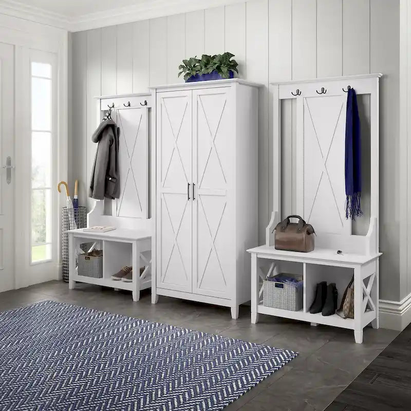 Porte-manteau d'entrée, banc avec meuble à chaussures
