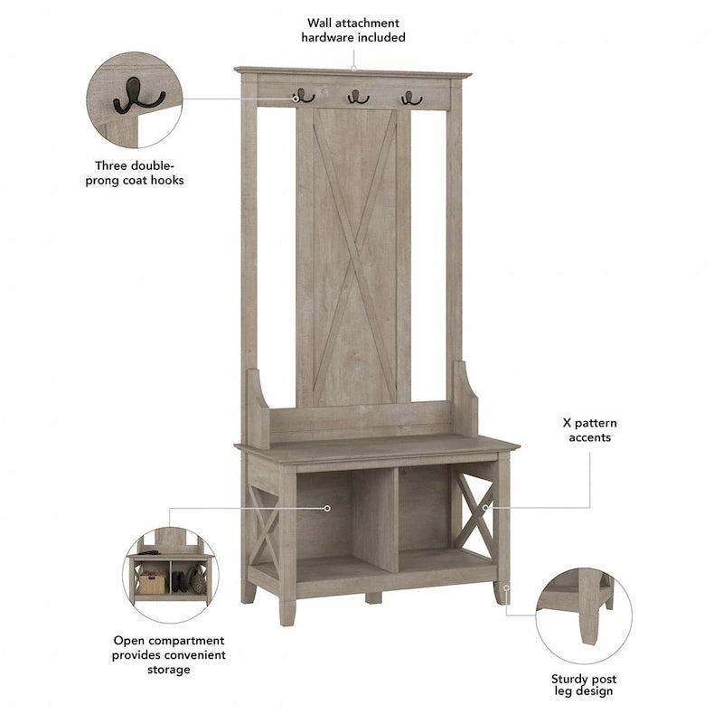 Porte-manteau d'entrée, banc avec meuble à chaussures