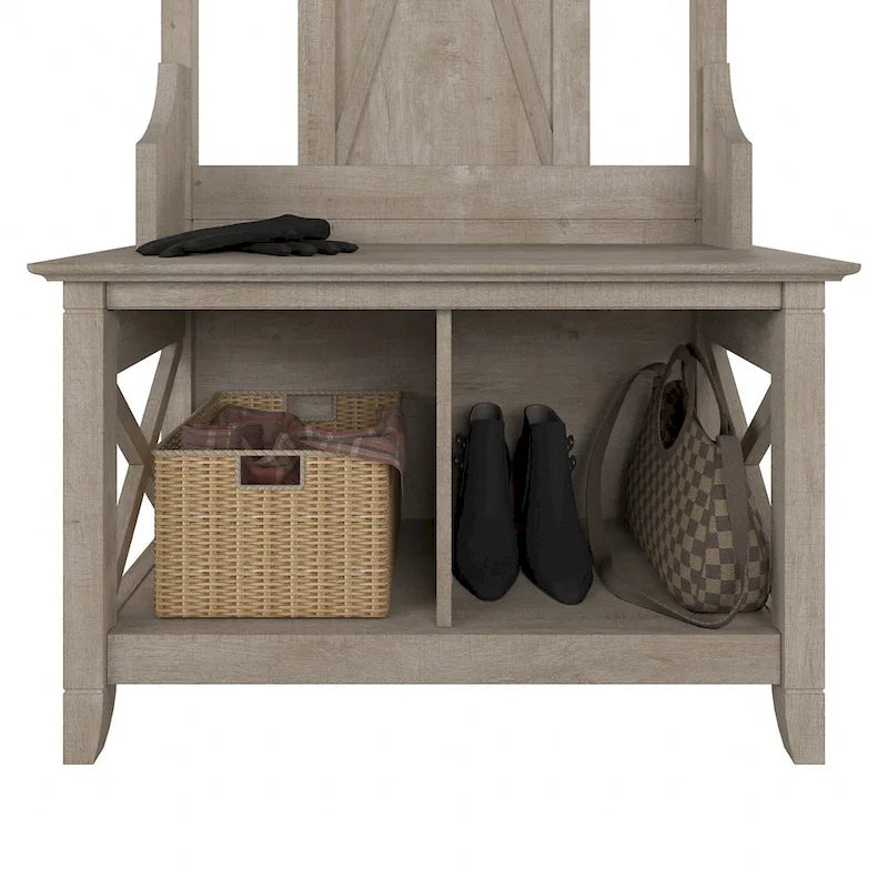 Porte-manteau d'entrée, banc avec meuble à chaussures