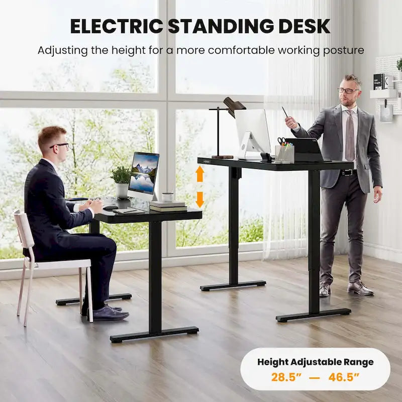 Bureau debout en verre avec tiroirs