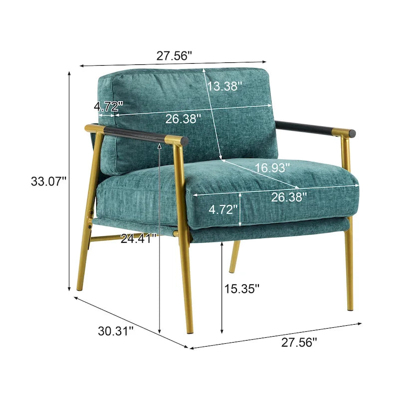 Structure métallique minimaliste et accoudoirs en bois