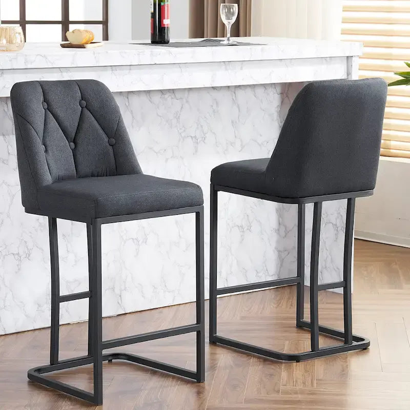 Tabourets de bar hauteur comptoir avec boutons