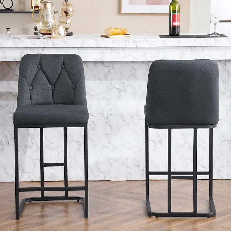 Tabourets de bar hauteur comptoir avec boutons