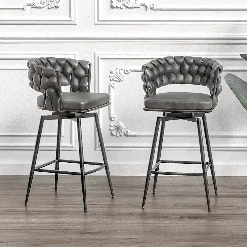 Tabouret de bar de cuisine avec dossier tissé