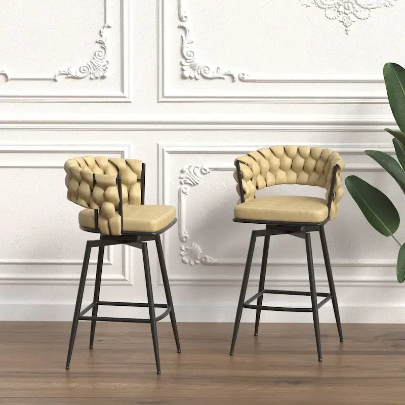 Tabouret de bar de cuisine avec dossier tissé
