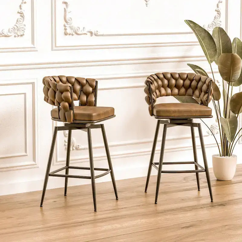 Tabouret de bar de cuisine avec dossier tissé