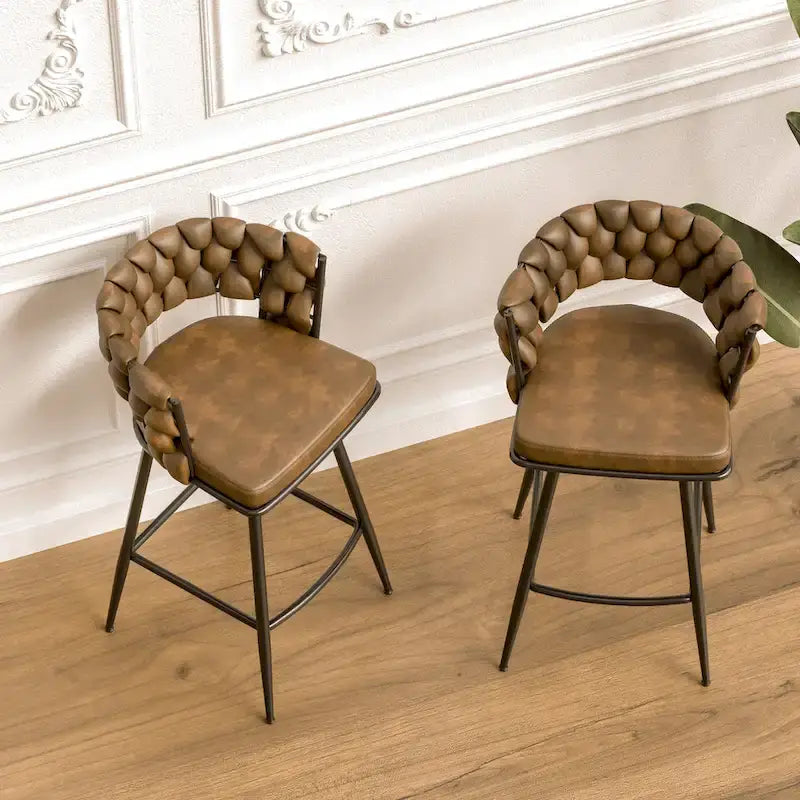 Tabouret de bar de cuisine avec dossier tissé