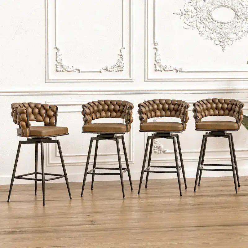 Tabouret de bar de cuisine avec dossier tissé