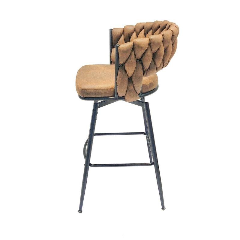 Tabouret de bar de cuisine avec dossier tissé