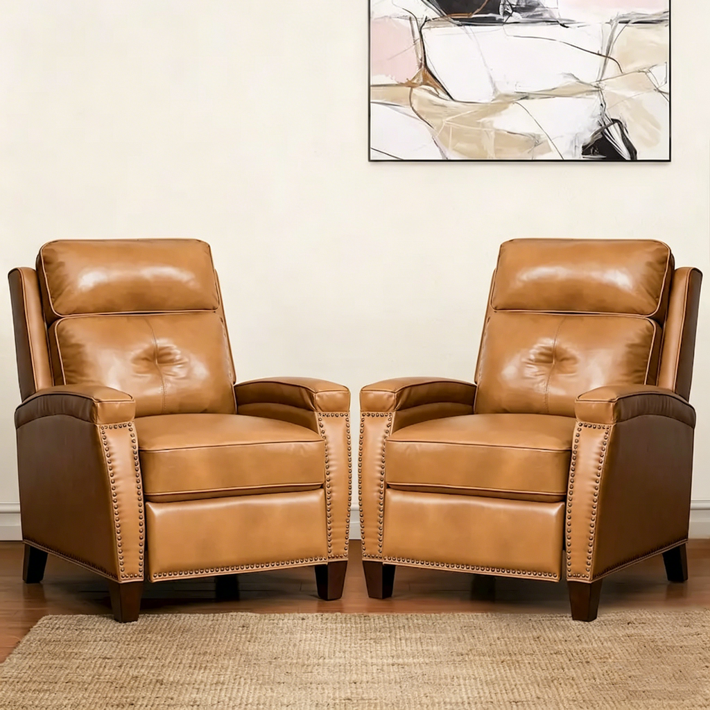 Fauteuil inclinable moderne en cuir véritable à dossier inclinable