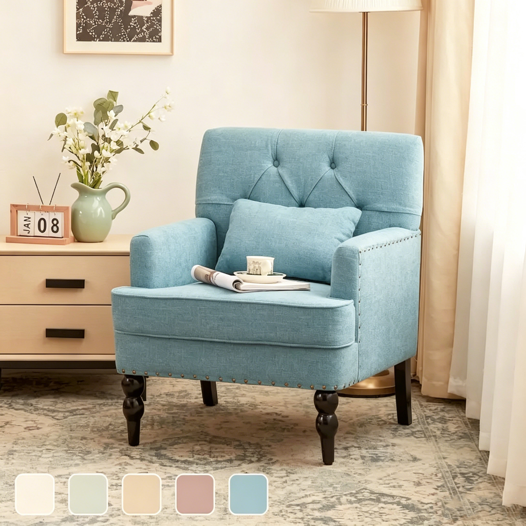 Fauteuil capitonné avec accoudoirs