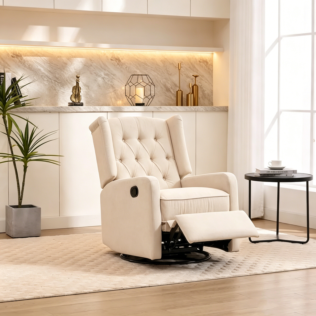 Fauteuil inclinable, pivotant et à bascule pour chambre ou salon