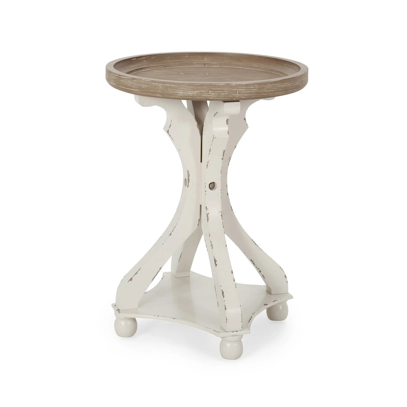 Table d'appoint ronde de style campagnard Carlo