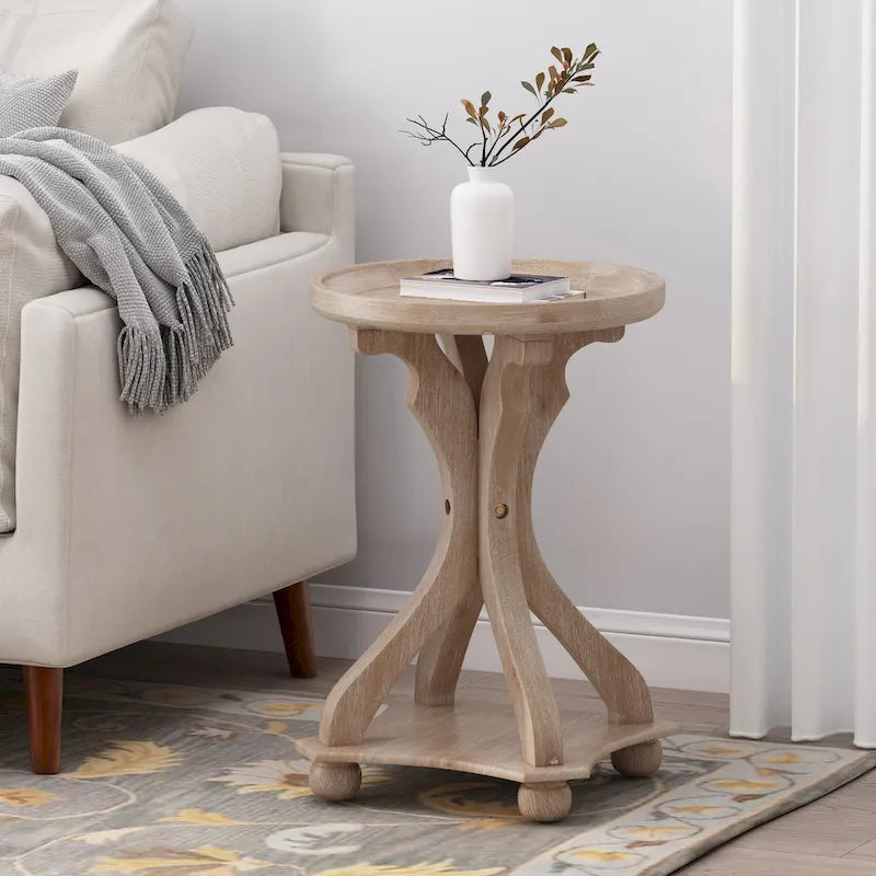 Table d'appoint ronde de style campagnard Carlo