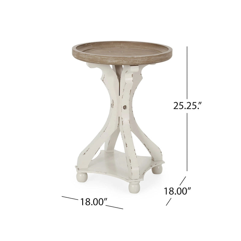 Table d'appoint ronde de style campagnard Carlo