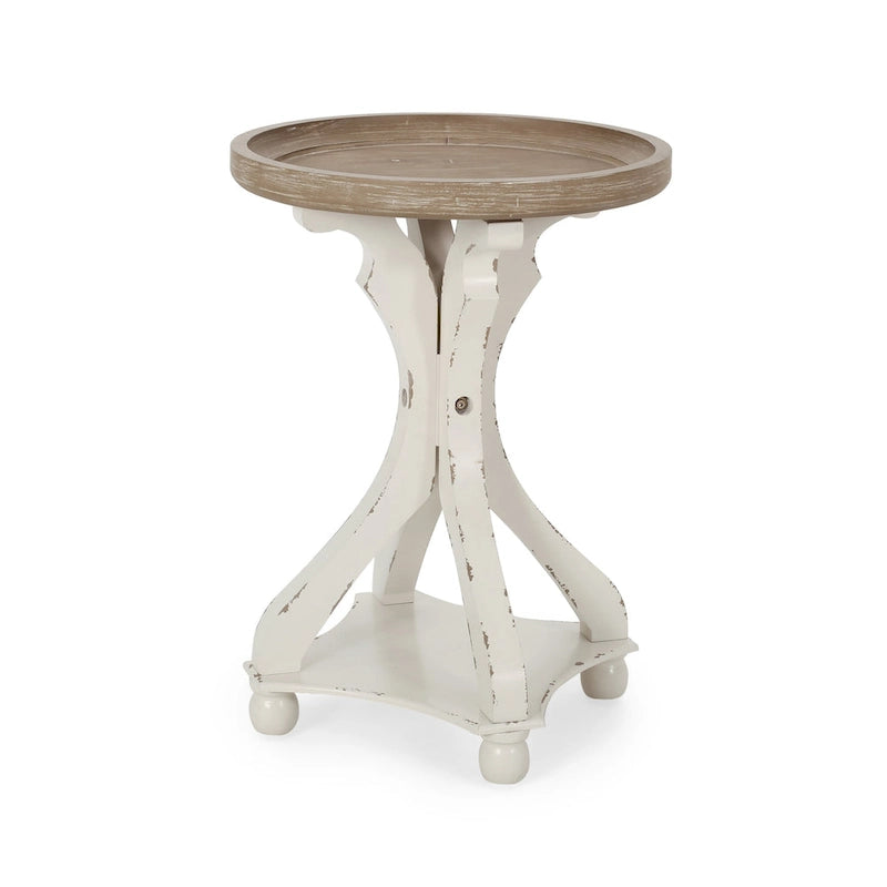 Table d'appoint ronde de style campagnard Carlo