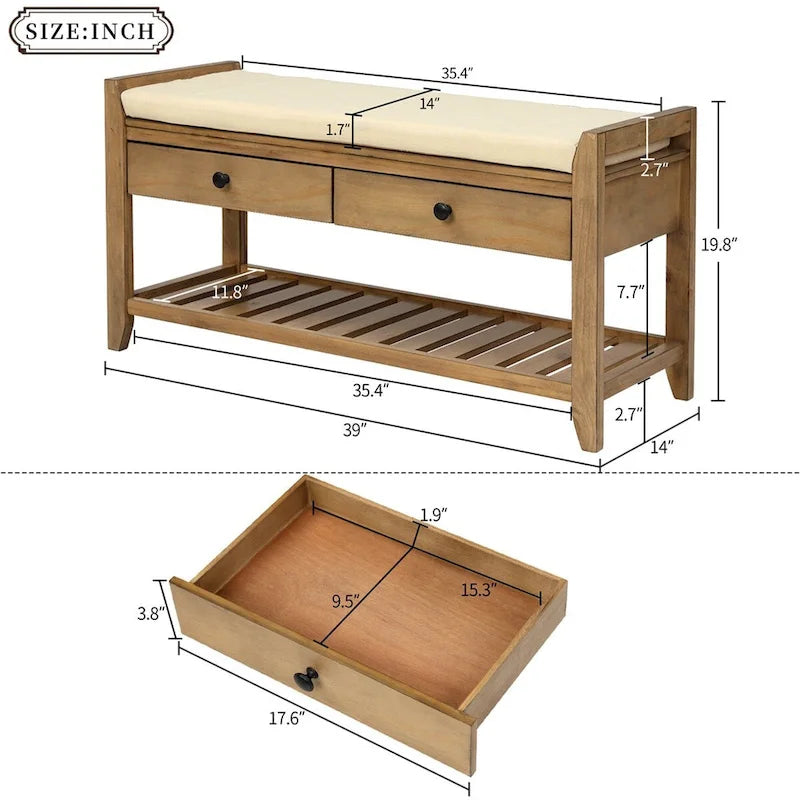 Banc de rangement multifonctionnel et range-chaussures
