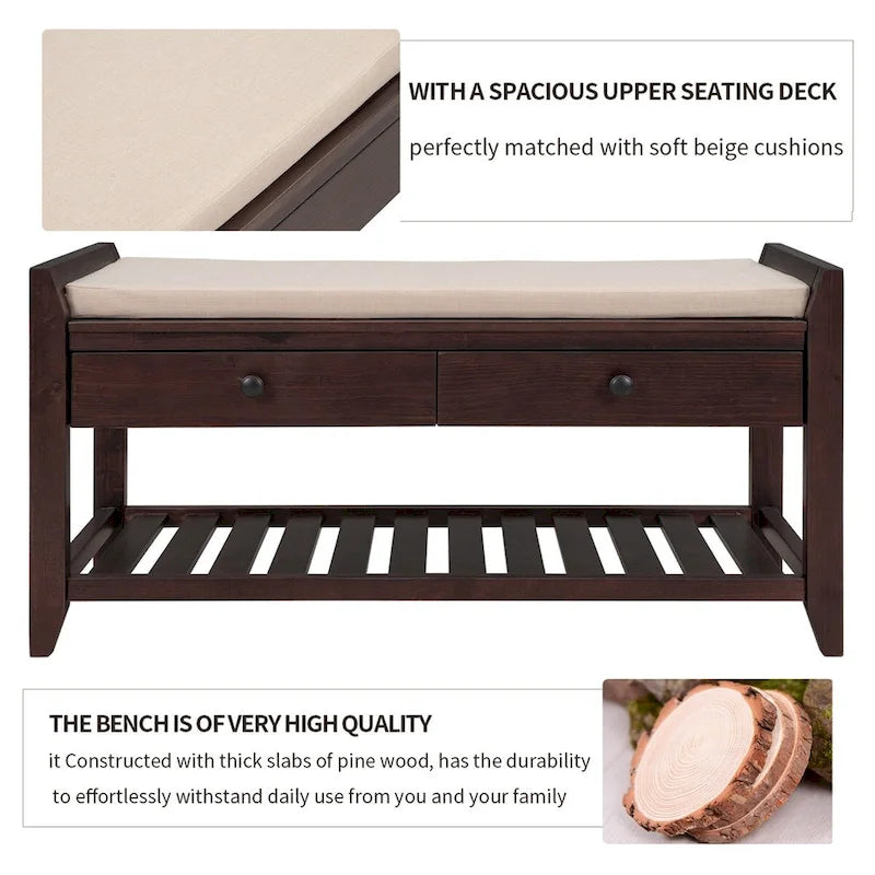 Banc de rangement multifonctionnel et range-chaussures