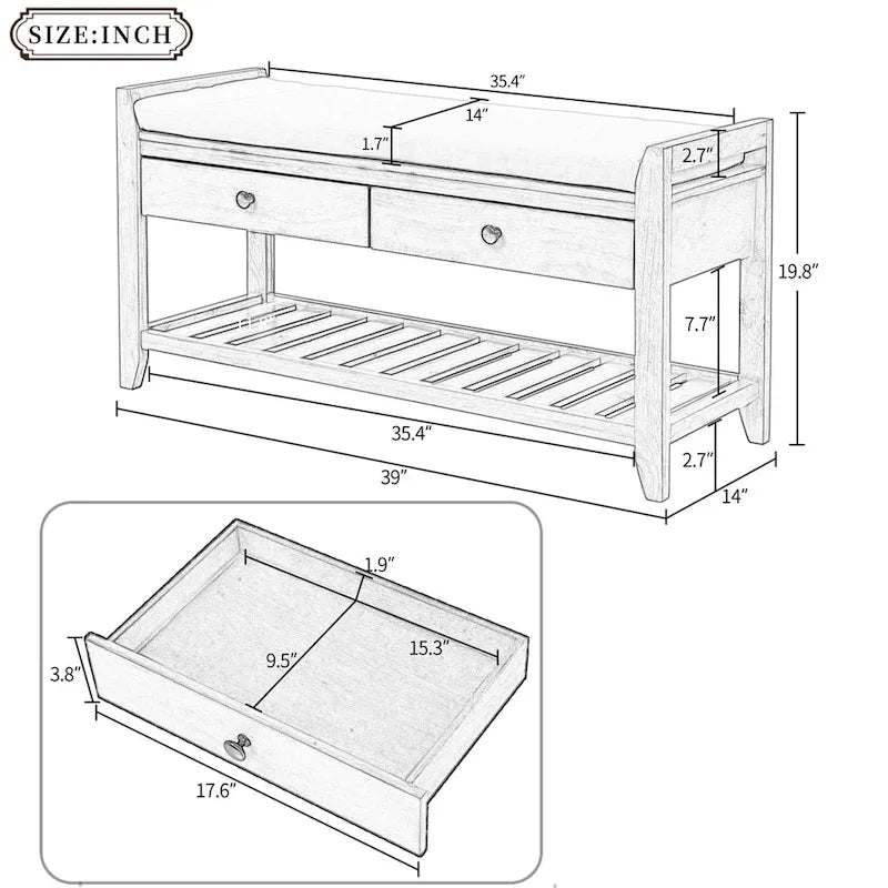 Banc de rangement multifonctionnel et range-chaussures