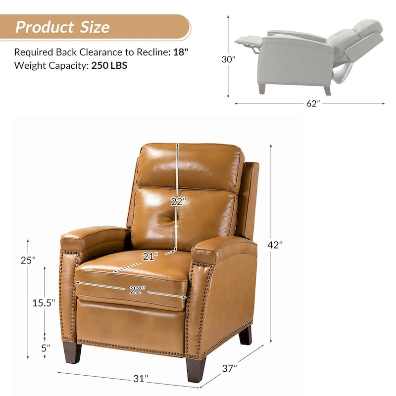 Fauteuil inclinable moderne en cuir véritable à dossier inclinable