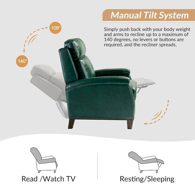 Fauteuil inclinable moderne en cuir véritable à dossier inclinable
