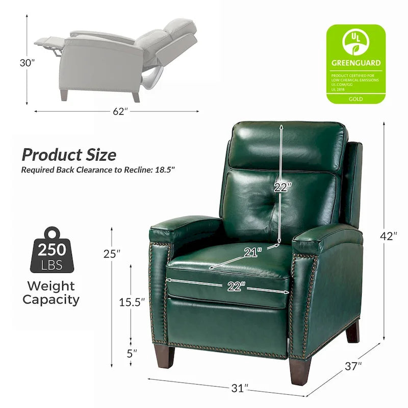Fauteuil inclinable moderne en cuir véritable à dossier inclinable