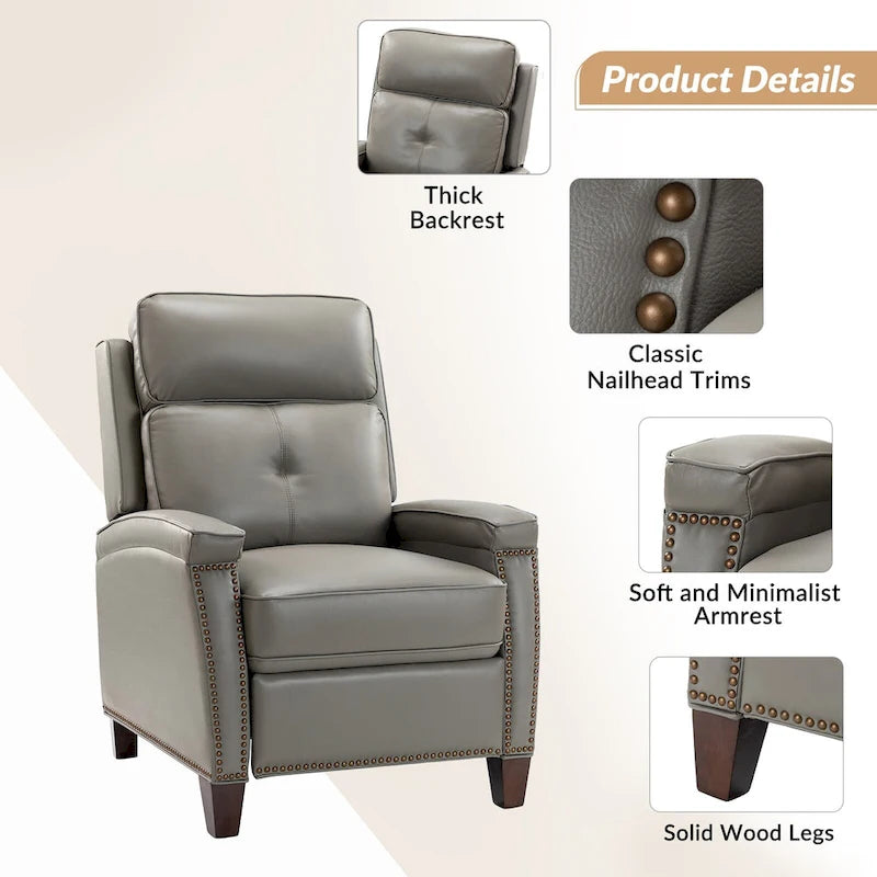 Fauteuil inclinable moderne en cuir véritable à dossier inclinable
