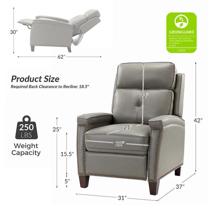 Fauteuil inclinable moderne en cuir véritable à dossier inclinable