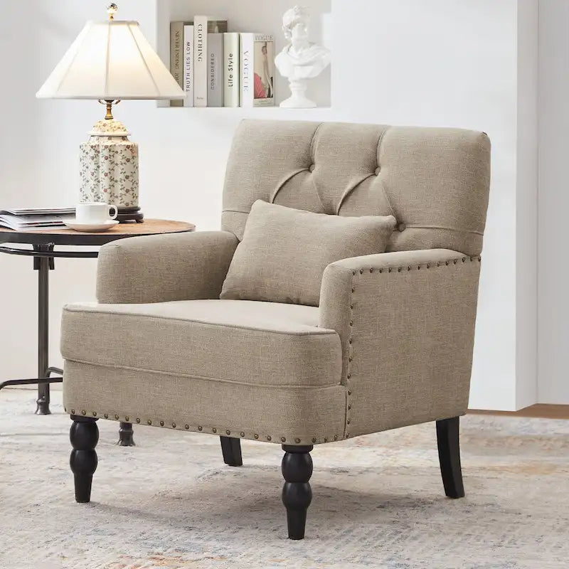 Fauteuil capitonné avec accoudoirs