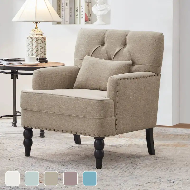 Fauteuil capitonné avec accoudoirs