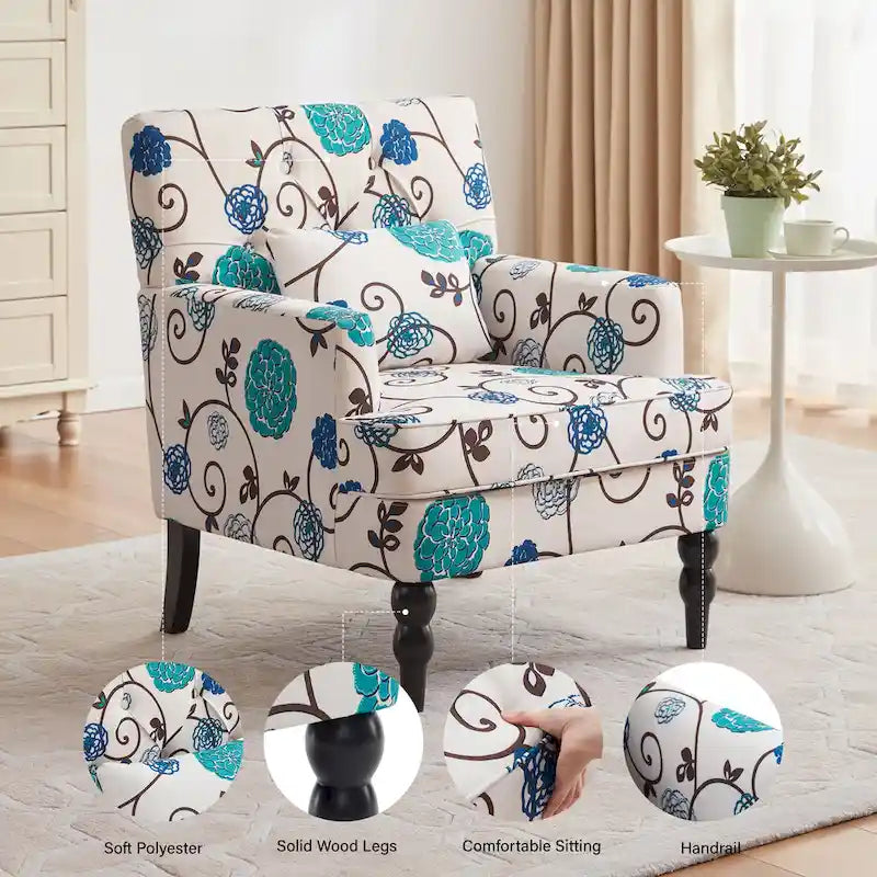 Fauteuil capitonné avec accoudoirs