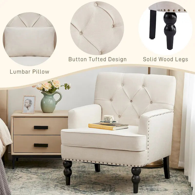 Fauteuil capitonné avec accoudoirs