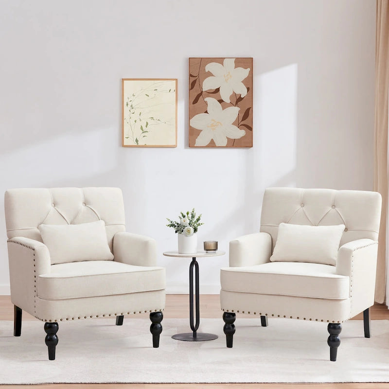 Fauteuil capitonné avec accoudoirs