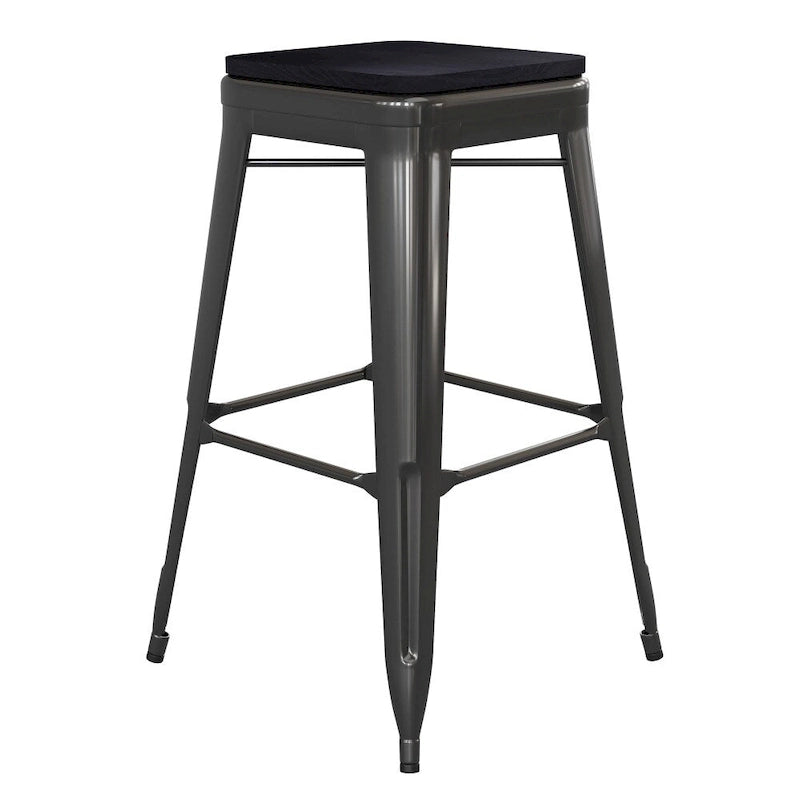 Tabouret de bar sans dossier avec assise en polyrésine