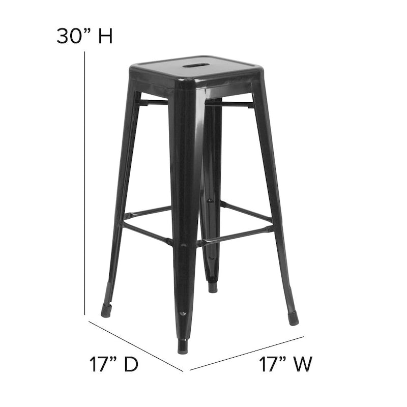 Tabouret de bar sans dossier avec assise en polyrésine