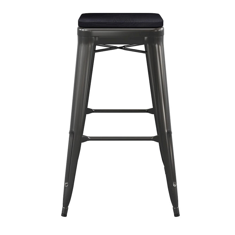 Tabouret de bar sans dossier avec assise en polyrésine
