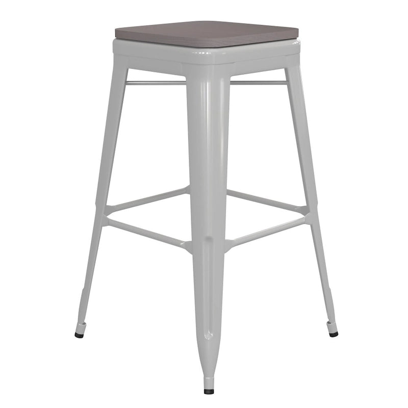 Tabouret de bar sans dossier avec assise en polyrésine