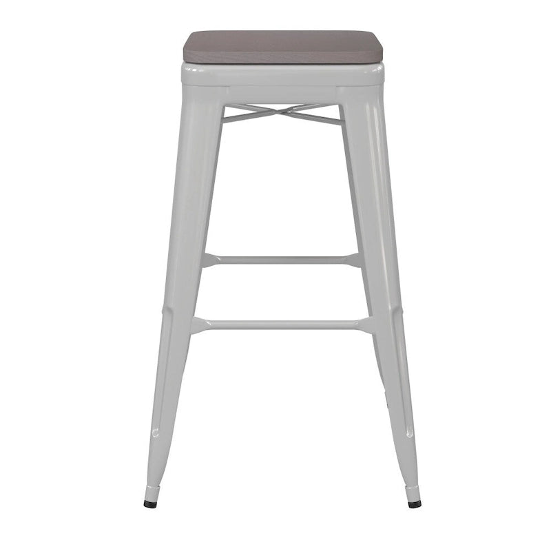 Tabouret de bar sans dossier avec assise en polyrésine