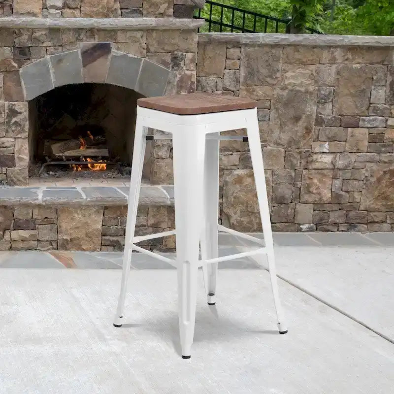 Tabouret de bar sans dossier avec assise en polyrésine