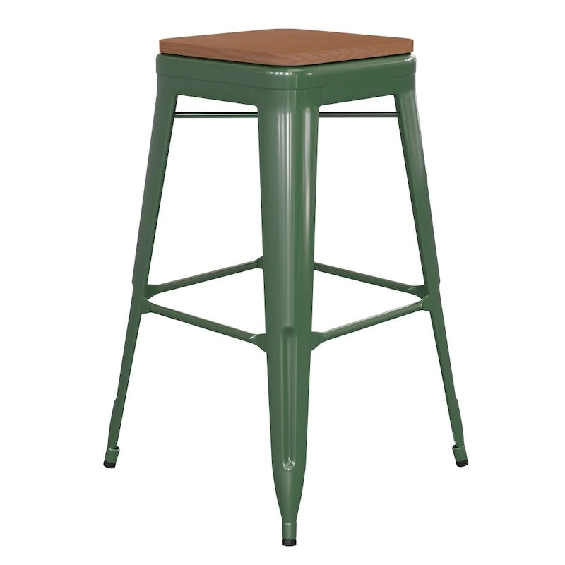 Tabouret de bar sans dossier avec assise en polyrésine