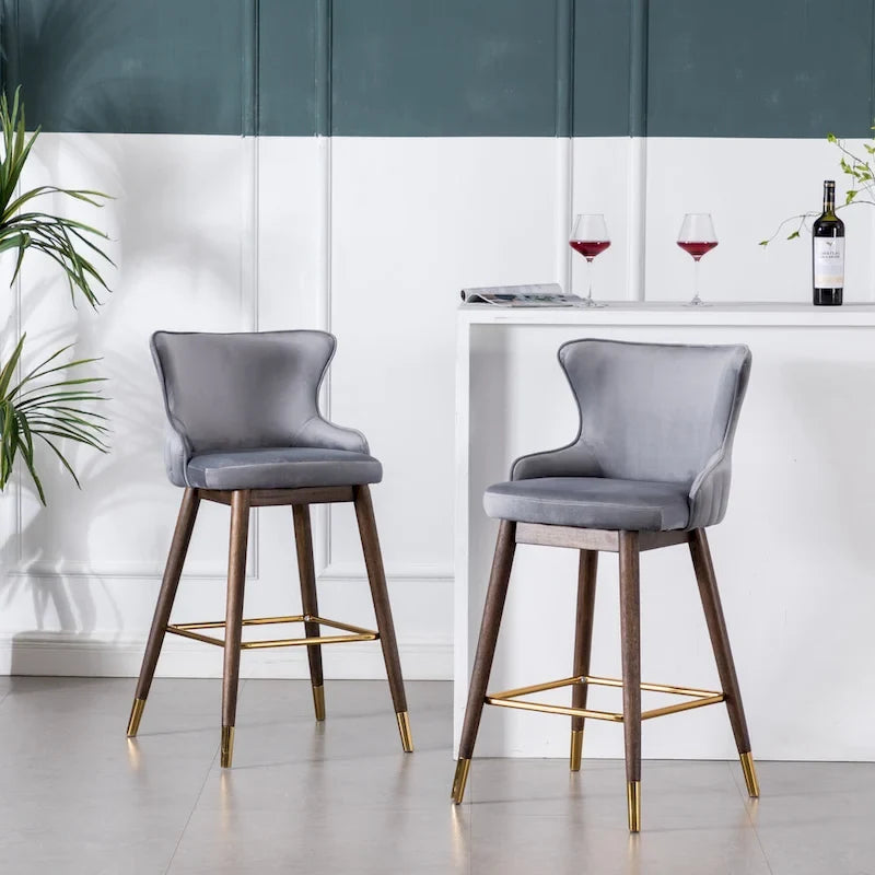 Tabourets de bar à oreilles en tissu