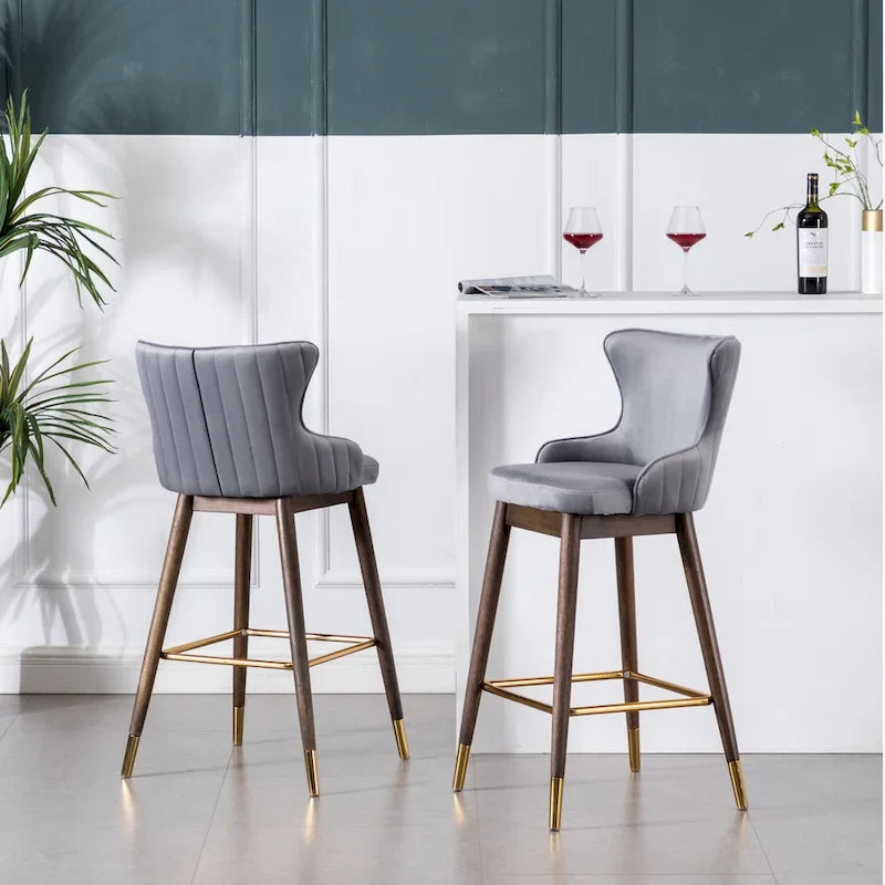 Tabourets de bar à oreilles en tissu