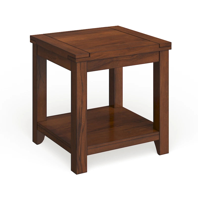 Table d'appoint à niveau unique en bois massif, finition cerisier de style classique