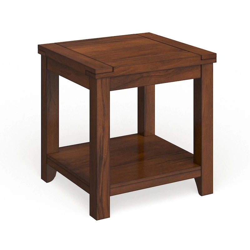 Table d'appoint à niveau unique en bois massif, finition cerisier de style classique