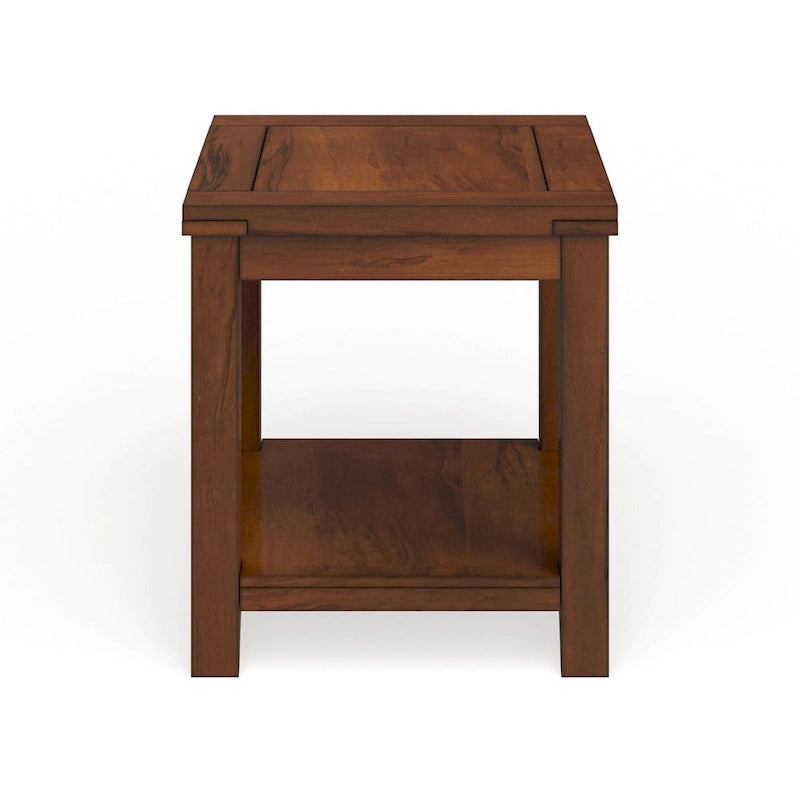 Table d'appoint à niveau unique en bois massif, finition cerisier de style classique