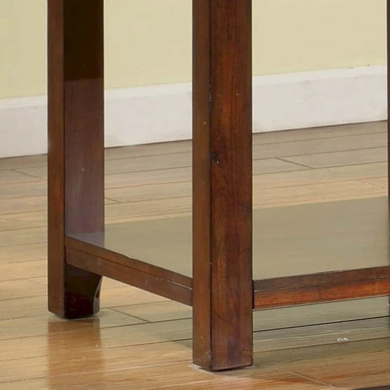 Table d'appoint à niveau unique en bois massif, finition cerisier de style classique