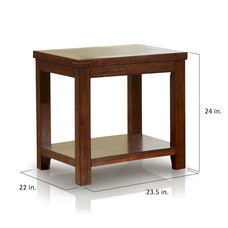 Table d'appoint à niveau unique en bois massif, finition cerisier de style classique