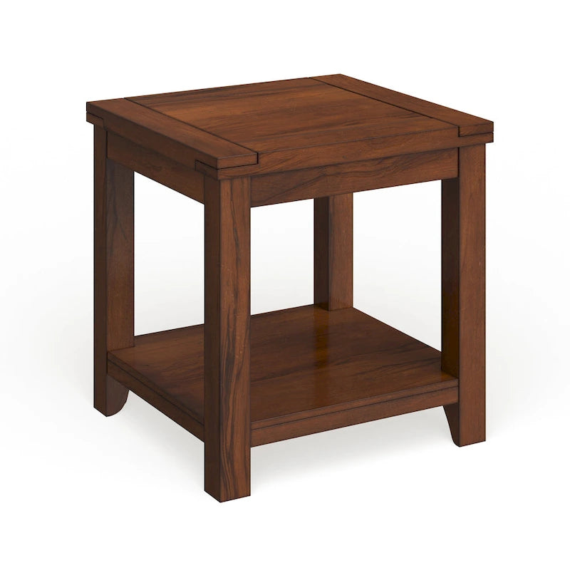 Table d'appoint à niveau unique en bois massif, finition cerisier de style classique