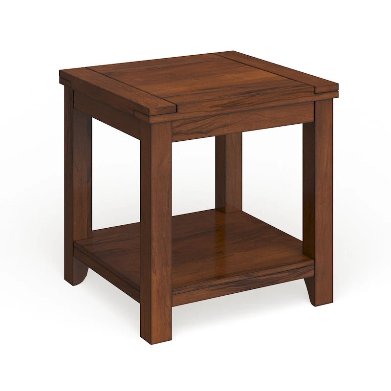Table d'appoint à niveau unique en bois massif, finition cerisier de style classique